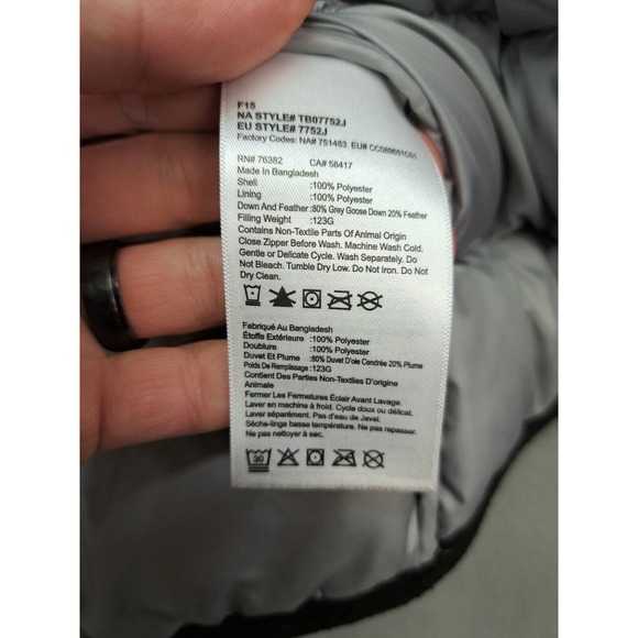 Timberland Packable Goose Down Puffer Camo Grey Men's Large Vintage Puffer Coat - Picture 8 of 9